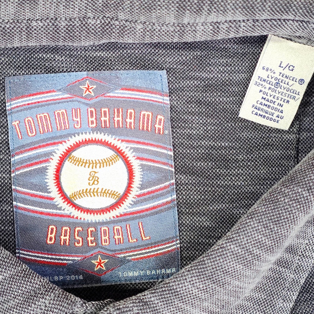 Tommy Bahama Polo Mens Large Gray Detroit Tigers MLB Tencel Blend Short Sleeve - Picture 2 of 6